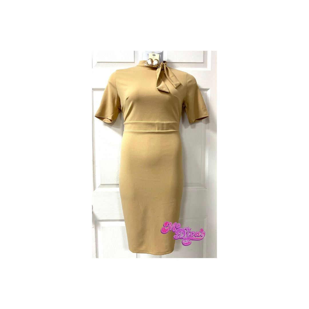 Bow-Neck Pencil Dress
