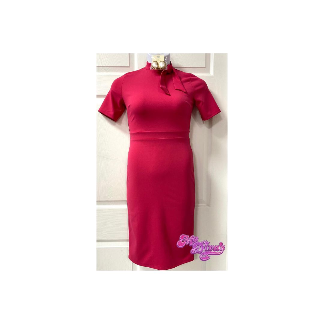 Bow-Neck Pencil Dress